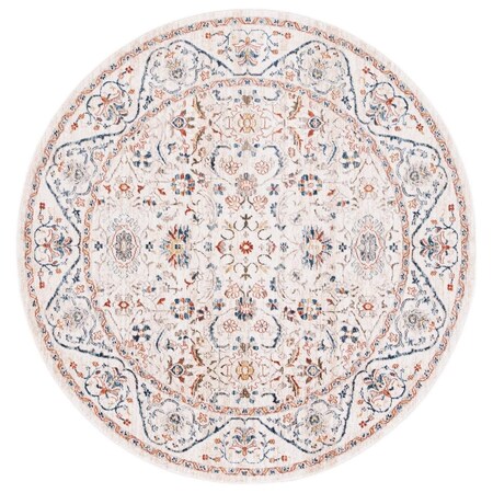 Safavieh 6 x 6 ft. Olympia 210A Power Loomed Round Area Rug; Ivory & Navy OPA210A-6R